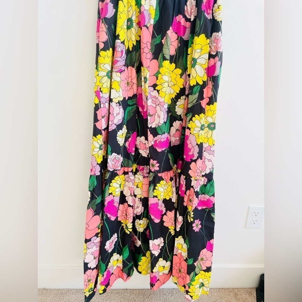 Johnny Was Black floral pink yellow Cassai Open back sleeveless maxi dress S NWT - Picture 8 of 14
